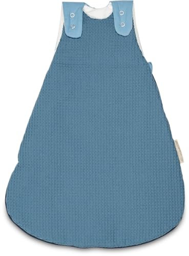 ULLENBOOM ® Sacco nanna Baby da 0 a 3 mesi, 56/62 Waffle piqué Blu (Made in EU) - Sacco a pelo Baby Newborn - Tutto l'anno per la primavera, l'autunno e l'inverno, sacco a pelo per bambini con 2,5 TOG