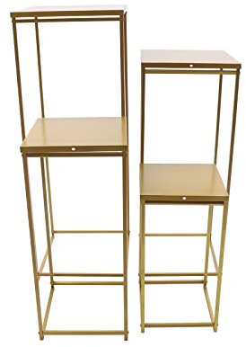 Lot de 4 tabourets de fleurs en métal - Support moderne pour plantes - Vase doré pour centres de table, mariage, fête (doré)