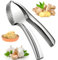 Vecibel Knoblauchpresse Edelstahl mit Wippe Griffe Würfel Premium Knoblauchschneider Garlic Press Leicht zu Reinigen Spülmaschinenfest scheiben silber