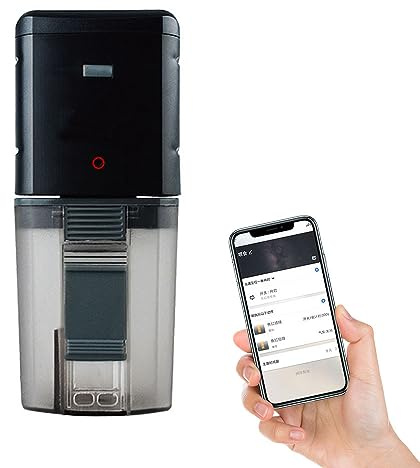 Comedero Automatico Peces, Weytoll Alimentado por USB WiFi Acuario Pecera Alimentador de Alimentos Hogar, 165-175ml, 24 Idiomas, Controlado por la aplicación Compatible con Alexa Control de Voz