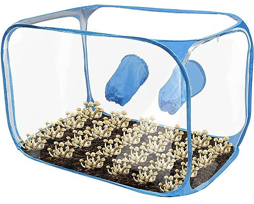 Hapihom 35.8x23.2x22.8inch Mushroom Growing Still Air Box Pop up Mushroom Grow Tent Kit Portable Mushroom Growing Container for Horticulture Supplies blue One