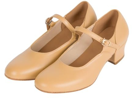 Asyusyu Cuban Character Shoes Low Heel Character Dance Shoes for Women