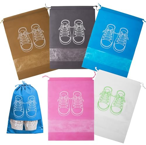 zrfgbxim 10 Stück Reise Schuhbeutel, Schuhtasche mit Kordelzug Zugband, Schuh Aufbewahrungstaschen Aufbewahrungsbeutel, Staubdichte Schuhbeutel für Reisen Zubehör, Packbeutel Kofferorganizer, 32x44cm