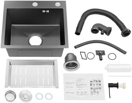 Tagtuell Spülbecken, Edelstahlspüle mit Seifenspender und Abflussrohr, Waschbecken für Küche, Einbau Waschtisch Einbauwaschbecken für Garagen, Waschküchen, Keller