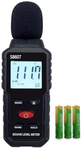 Dezibel Messgerät, Digitaler Schallpegelmessgerät 30 dB bis 130 dB mit LCD-Display, Lärmmessgerät für Büro, Baustelle, Fabrik