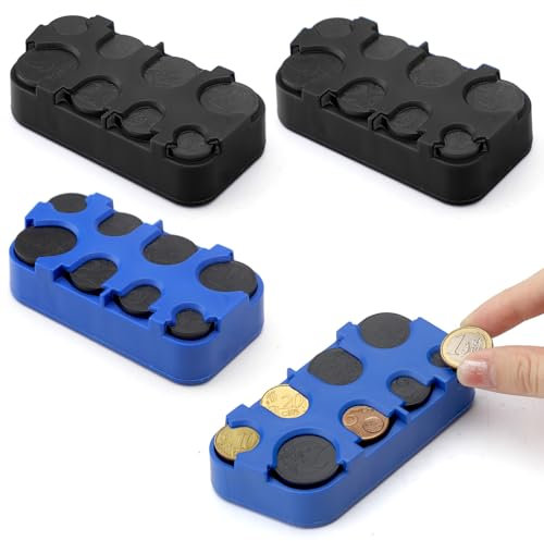4 Stück Münzen Aufbewahrung, Euro-Münzsammler mit Schnell-Fixierung, Münzbox für Kleingeld, Münzbox Euro, Münzgeld Aufbewahrung, Münzspender, Münzhalter, Euro-Münz-Organizer
