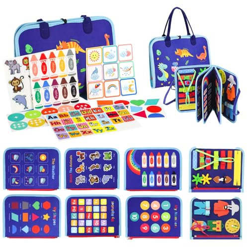 FYSL Busy Board Montessori 2 Ans, Jouet Livre Sensoriel, Planche d'Activités Jouet Éducatif Sensoriel Préscolaire, Jeux Montessori Bébé 1 2 3 4 Ans, Jouets de Voyage pour Tout-Petits