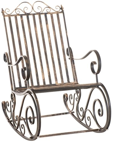 il genio online Sedia A Dondolo Smilla Stile Rustico Nostalgico I Sedia A Dondolo Classica in Ferro I Sedia A Dondolo Design, Colore (BRONZO)