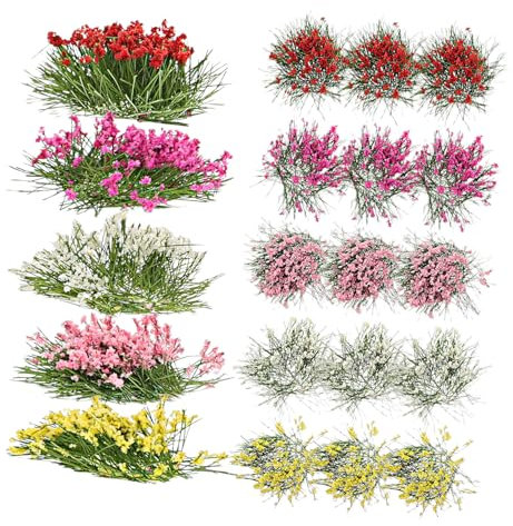 Garneck 5 Ensembles grappe de Fleurs de Maison de poupée modèle de scène Miniature de Maison de poupée Maison de poupée Micro Paysage Plastique