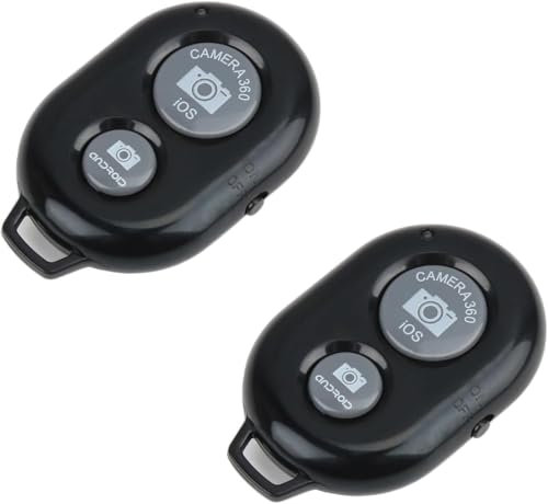 2 Piezas Disparador Bluetooth de iPhone, Control Remoto Bluetooth para Smartphone, Disparador Automático para Selfies y Fotos de Grupo, Compatible con iOS y Android, Temporizador, Portátil