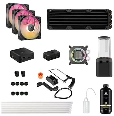 Corsair iCUE Link XH505i RX 360 RGB Kit de watercooling personnalisé - Waterblock pour processeur XC7 Elite - Pompe/réservoir D5 XD6 Elite - 3 Ventilateurs RX120 RGB - Radiateur de 360 mm XR5 - Noir