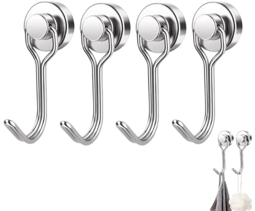 YUVKIN Ganci magnetici Super Resistenti, al neodimio, capacità di carico (0–10 kg), Ganci rotanti, Ganci in Metallo antiruggine per frigoriferi da Cucina e armadi (16 mm) (Nero)