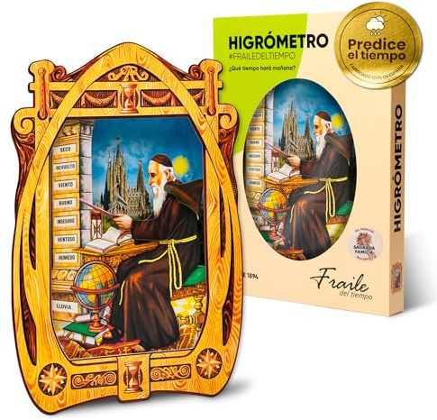 Igrometro Fraile del Tempo - Igrometro di Cabello Monaco del Tempo, indicatore tradizionale del clima e dell'umidità, prodotto in Spagna (Sagrada Familia)