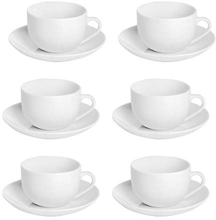 Argon Tableware Klassiker Weißer Teetassen & Untertasse - 200ml - 12pc - Weiß