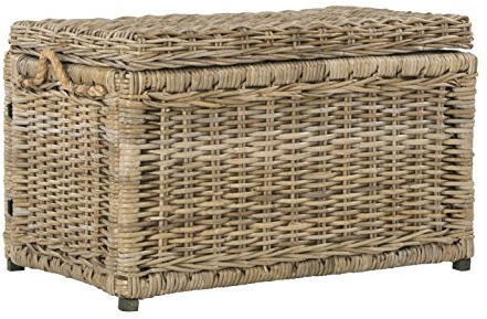 happimess HPM9003B Jacob - Baule portaoggetti in vimini da 76 cm, pieghevole, per riporre oggetti piatti, in rattan-Kubusoft, grigio, costiera per ufficio, dormitorio-soggiorno, camera da letto, sala