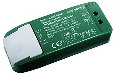 Knightsbridge 1 W350DA Konstantstrom-LED-Treiber, IP20, 350 mA, 12 W, Grün, dimmbar