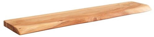FineBuy Wandregal mit Baumkante Akazie Massivholz, Design Schweberegal Wandboard Massiv, Regal Holz Natur, Landhausstil Hängeregal