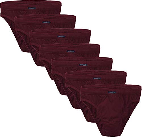 BRUBAKER 7er Pack Herren Slips 100% Baumwolle Bordeaux Rot Gr. L