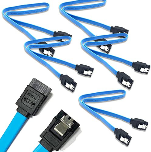 SZXMDKH 5Pcs 50cm SATA 3.0 Cable III, 6Gbps Straight HDD SDD Data Cable with Locking Latch, 18 Inch Compatible for SATA HDD, SSD, CD Drive, CD Writer