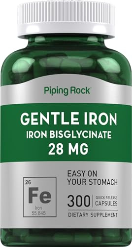Piping Rock Iron Bisglycinate 28 mg | 300 Capsules | Gentle Iron Supplement