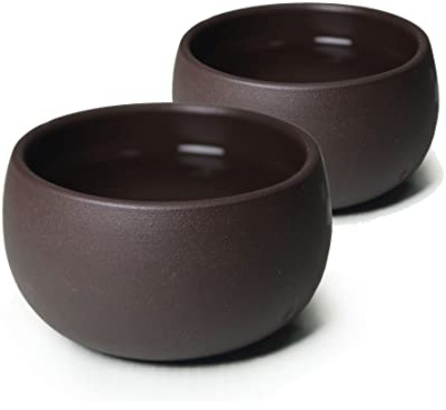 YXHUPOT Chinese Yixing Clay Zini Genuine Gongfu Tea Mini Cups, 2pcs, 50ml