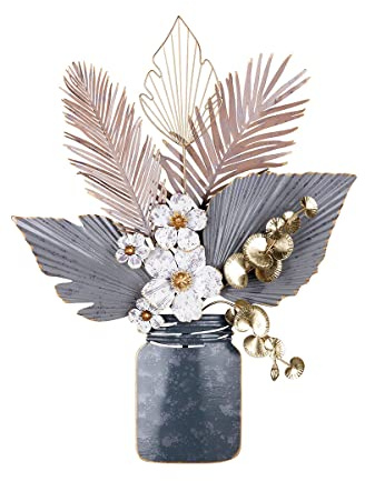 GILDE Väggrelief viola metall grå blomdesign 95 x 73 x 11 cm väggdekoration konst dekoration hemtillbehör