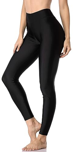 ATTRACO Women High Waisted Swim Pants Long Swim Leggings Black L