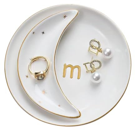 AISBUGUR - Schmucktablett, Keramik-Schmuckschale, Schmuckschale, Set mit 2 großen Kapazitäten für Ringe, Ohrringe, Halsketten, Armbänder, Uhren, Schlüssel, Schmuckhalter, perfekt als