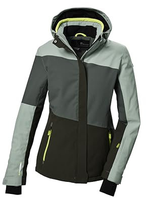 killtec Damen Ksw 67 Wmn Jckt Skijacke/Funktionsjacke Mit Abzippbarer Kapuze Und Schneefang, Grün/grau, 48 EU