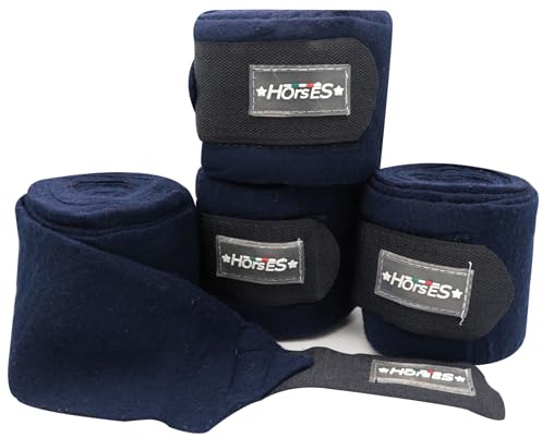 Fasce Pony Da Lavoro In Pile Horses 4 Pezzi, Fasce per la Protezione del Cavallo, per Favorire la Ripresa Dopo gli Sforzi e Proteggerlo da Graffi e Urti (blu)