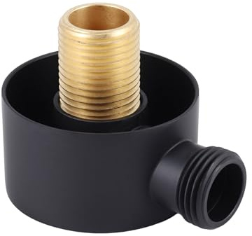 Qusedwey Wall Supply Elbow,Brass Round Wall Mount Shower Hose Connector Accessories G1/2Inch Water Outlet for Shower-Black