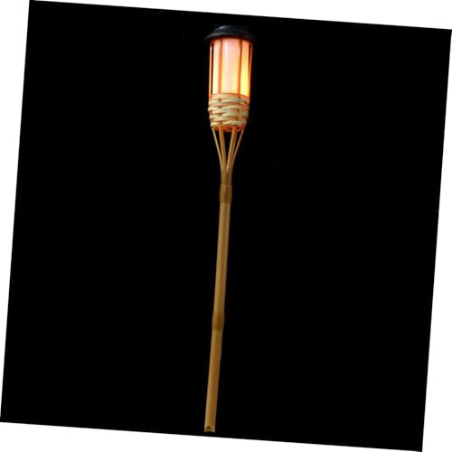 Uonlytech Antorcha Solar De Bambú Para Exteriores, Linterna Solar Recargable, Lámpara De Jardín 12 Luces Led, Decoración Para Patio y Terraza, Luz Ambiental De Larga Duración