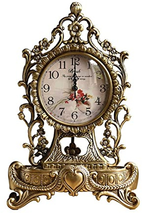 JZWCHQ Reloj de Mesa Cobre de Lujo Cobre de Asiento silencioso Reloj Europeo Chimenea de Chimenea Decorativa decoración de la decoración del Escritorio del Escritorio del Escritorio