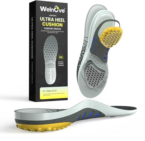 Welnove Semelles Orthopédiques pour Soulager les Douleurs au Talon et la Fasciite Plantaire avec Soutien de la Voûte Moyenne pour Hommes et Femmes, W: 36-37|24.5CM