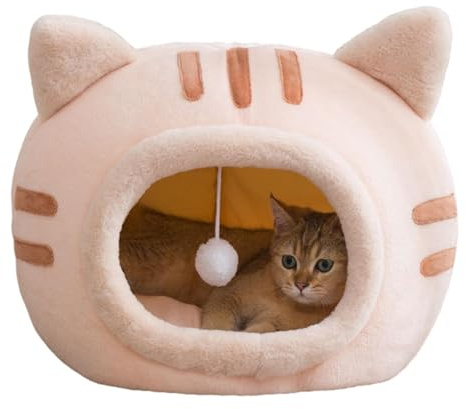 FmtwPhn Hundehöhle - Abnehmbare Höhle aus weichem Kristallvlies mit Plüschspielzeug zum Aufhängen,Super Komfortables, beruhigendes Haustierhaus für kleine, mittelgroße Hunde und Katzen