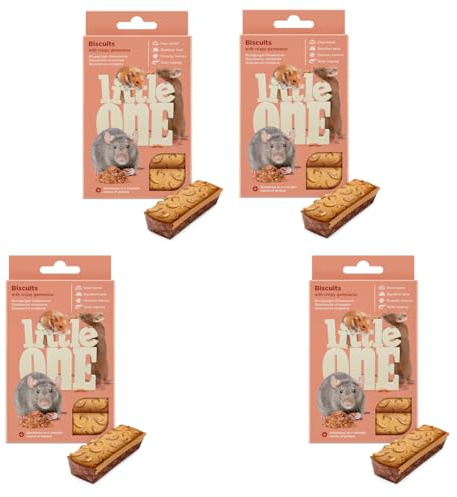 Petits Biscuits Little One avec Gammarus croustillant | Pack de 4 | 4 x 35 g (5 x 7 g) | Snack pour rongeurs omnivores