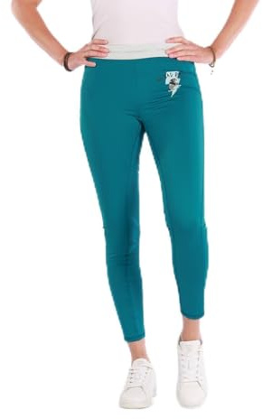 Equipride Thunderbolt Children's Horse Riding Leggings with Silicone Grip, Teal, Full Seat, Glitter Waistband, No Bad Days Design (UK, Age, 10 Years, 11 Years)