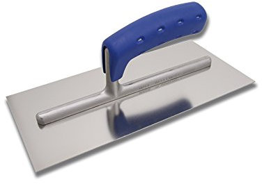 TREBI Edelstahl-Glättekelle mit langer Stütze - Softgriff 280 x 130mm rostfrei - Premium Qualität - Made in Germany