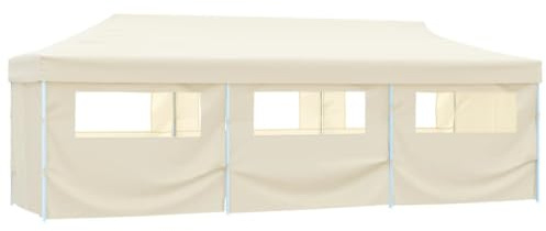vidaXL Tenda Pieghevole Pop-Up con 8 Pareti Laterali Crema Tendone Padiglione