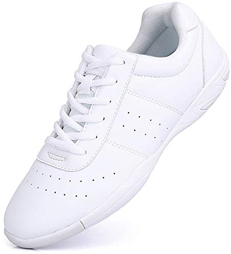 Mfreely Cheer Shoes for Women White Cheerleading Athletic Dance Shoes Flats Tennis Walking Sneakers for Girls White Size 8