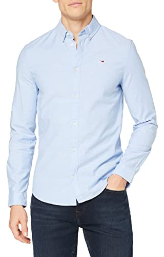 Tommy Jeans Herren Hemd TJM Slim Langarm, Blau (Perfume Blue), XS