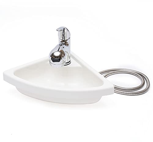 RV Small Corner Sink Boat Bathroom Vessel Vanity Sink Art Basin Durable Wash Basin Sink Bathroom Vessel Sinks for Boat Caravan RV Camper