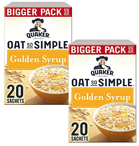 Cleverry set con Quaker Oat So Simple Farina D'Avena Porridge Golden Syrup 40 buste x 36g – Oatmeal per una deliziosa colazione
