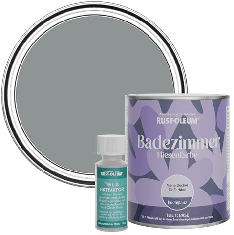 Rust-Oleum Mid-Grey Water-Resistant Bathroom Tile Paint in Gloss Finish - Anthracite 750ml