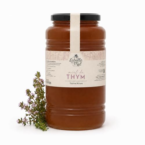 L'Abella Mel - Miel de Tomillo 100% Natural | Miel Pura de Abeja Recolectada Artesanalmente en Valle Jalón, Costa Blanca, España - Producto Premium - Bote de 3000g