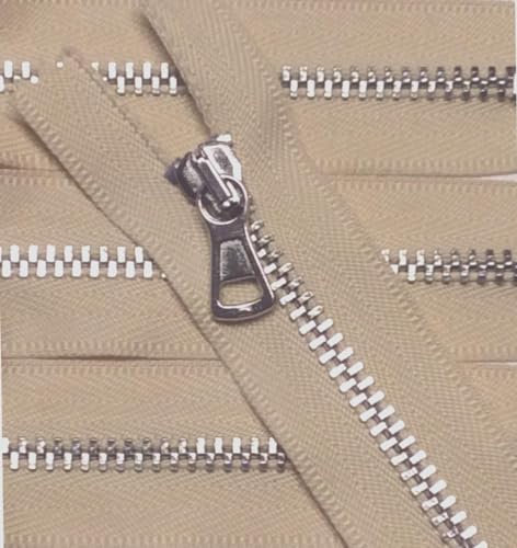 2 Reißverschlüsse Metall für Jeans 9 cm beige/silber