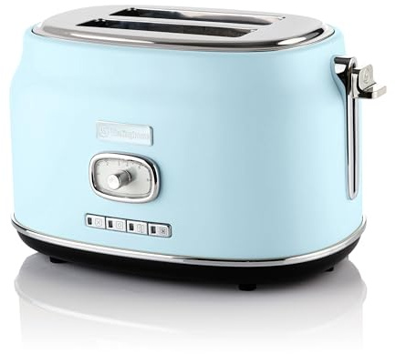 Westinghouse Retro-Toaster, 2 Scheiben, extra breite Schlitze, Warmhaltegestell, 815 W, blau