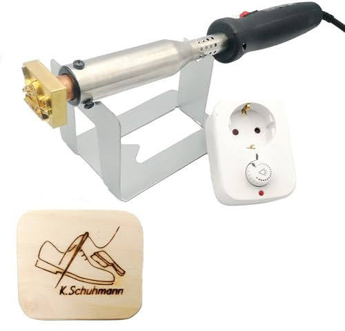 elektrischer Brandstempel mit deinem Schriftzug im Motiv Schuhmacher für Leder, Holz, Pappe - personalisiertes Brandeisen, individueller Brennstempel in 50 x 40 mm