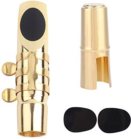 Sassofono Contralto EB, Bocchino per Sassofono 8C, Sassofono Sax Portatile, Bocchino per Sassofono Contralto in Ottone Dorato con Cuscinetti per Professionisti e Principianti