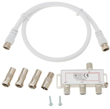 SG Store 1 Set Juego de Distribuidor de Antena de 3 Vías Cable Divisor de TV Divisor de Cable Coaxial para TV DVB-T2 DVBC F Socket Doaxial Box Televisión CATV Satélites